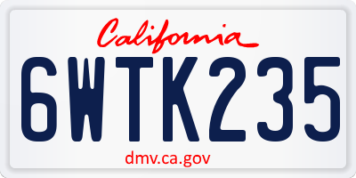 CA license plate 6WTK235