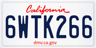 CA license plate 6WTK266