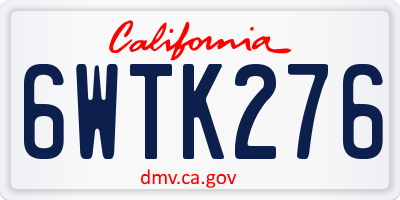 CA license plate 6WTK276
