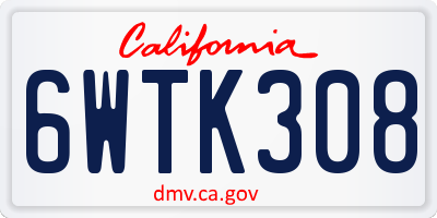 CA license plate 6WTK308