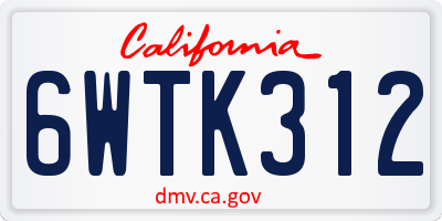 CA license plate 6WTK312