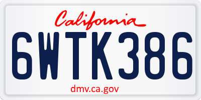 CA license plate 6WTK386