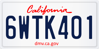 CA license plate 6WTK401