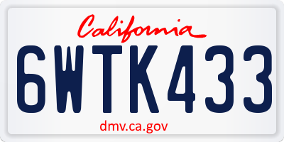 CA license plate 6WTK433