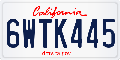 CA license plate 6WTK445