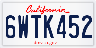CA license plate 6WTK452