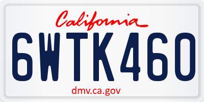 CA license plate 6WTK460