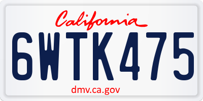 CA license plate 6WTK475