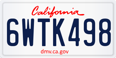 CA license plate 6WTK498