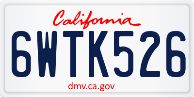 CA license plate 6WTK526