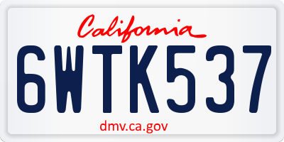 CA license plate 6WTK537
