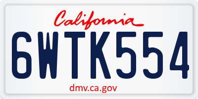 CA license plate 6WTK554