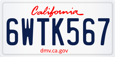 CA license plate 6WTK567