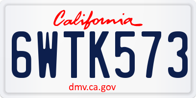 CA license plate 6WTK573