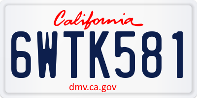 CA license plate 6WTK581