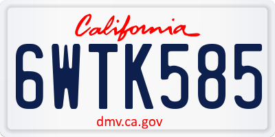 CA license plate 6WTK585