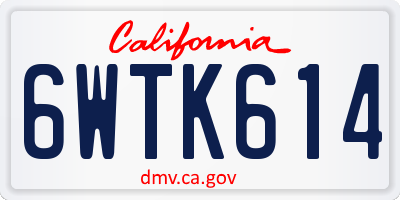 CA license plate 6WTK614