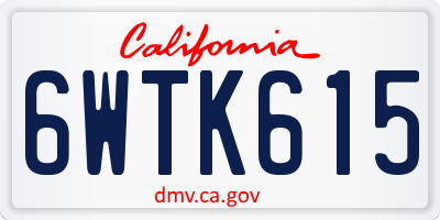 CA license plate 6WTK615
