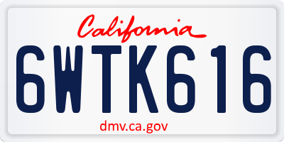CA license plate 6WTK616