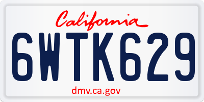 CA license plate 6WTK629
