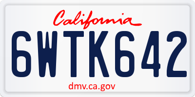 CA license plate 6WTK642