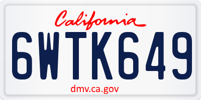 CA license plate 6WTK649