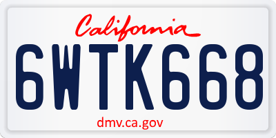 CA license plate 6WTK668