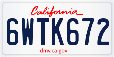 CA license plate 6WTK672