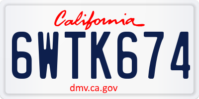 CA license plate 6WTK674