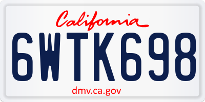 CA license plate 6WTK698
