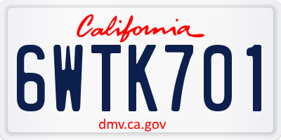 CA license plate 6WTK701