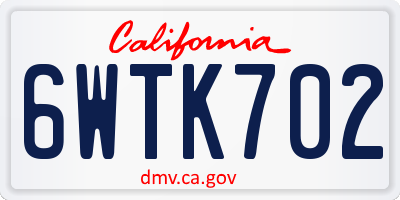 CA license plate 6WTK702