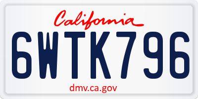 CA license plate 6WTK796