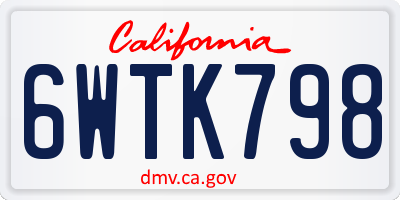 CA license plate 6WTK798