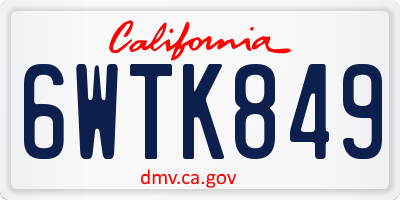 CA license plate 6WTK849