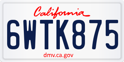 CA license plate 6WTK875