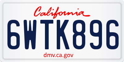 CA license plate 6WTK896