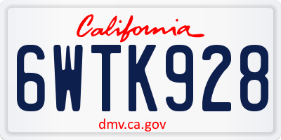 CA license plate 6WTK928