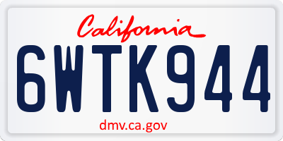 CA license plate 6WTK944