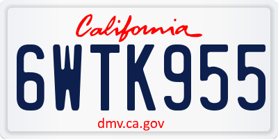 CA license plate 6WTK955