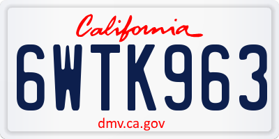 CA license plate 6WTK963