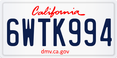 CA license plate 6WTK994