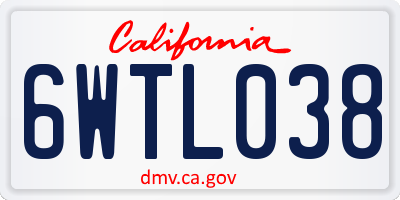 CA license plate 6WTL038