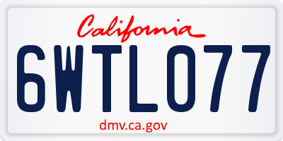 CA license plate 6WTL077