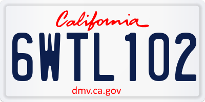 CA license plate 6WTL102