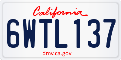CA license plate 6WTL137