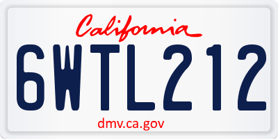 CA license plate 6WTL212