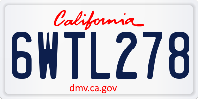 CA license plate 6WTL278