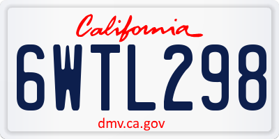 CA license plate 6WTL298
