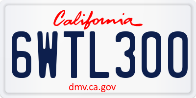 CA license plate 6WTL300